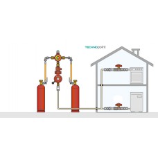 Газова рампа для газових баллонів від GOK на 2 балони з редуктором 4 кг/час 50 мбар автоматичний перемикач
