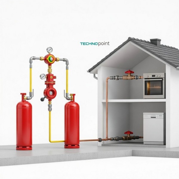 Газобаллонная установка GOK на 2 баллона с редуктором  4 кг/час 30 мбар автоматический переключатель